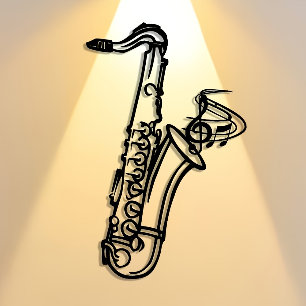 Musical Instrument Image - Targa decorativa in metallo con saxofono,
