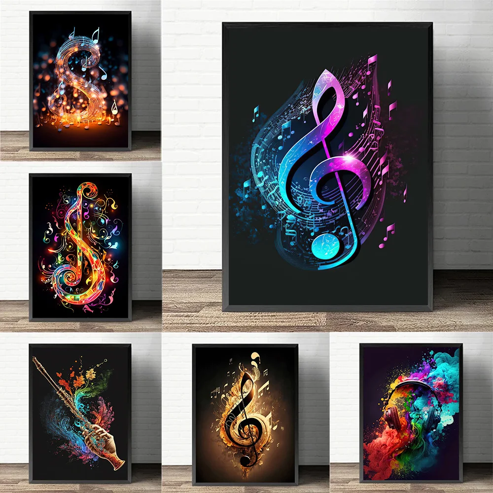 Musical Instrument Image - Nota musicale colorata Poster Stampe Soggiorno