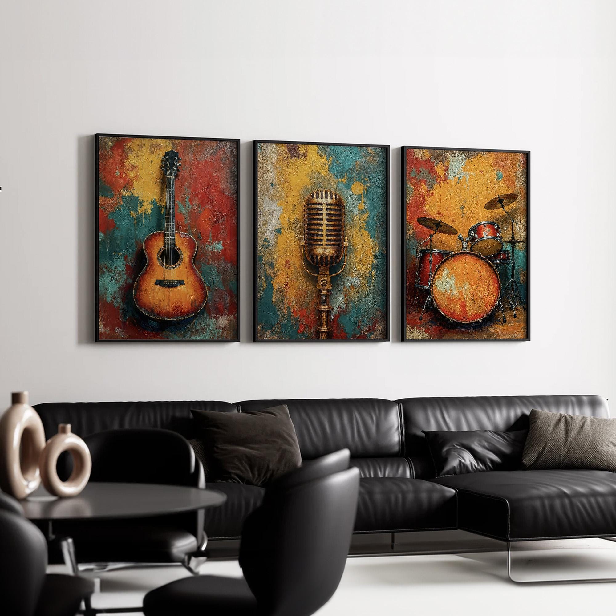 Set di 3 Stampe su Tela Vintag - Musical Instrument Image recensione e prezzo