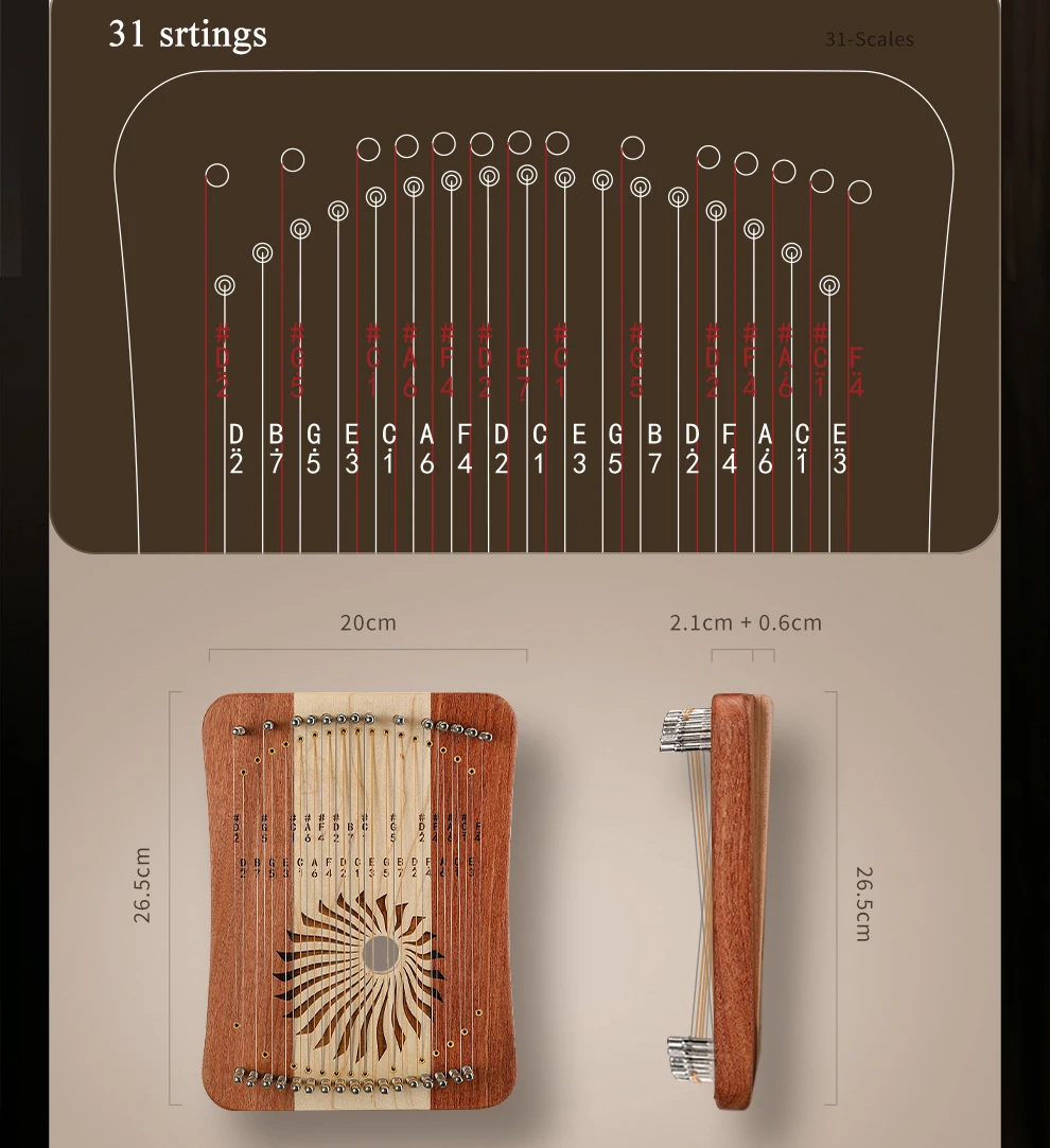 Hluru Lira a 31 Corde, Kalyre  - Musical Instrument Harp recensione e prezzo