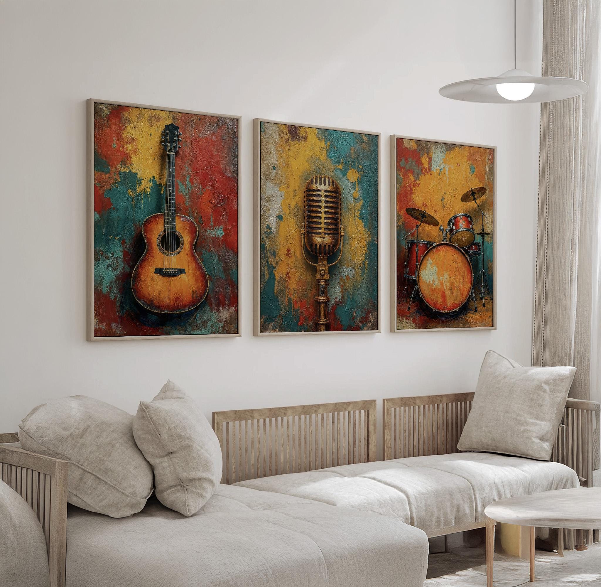 Set di 3 Stampe su Tela Senza  - Musical Instrument Image recensione e prezzo